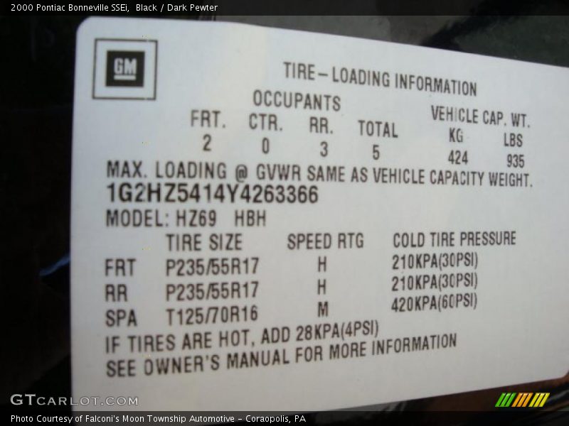 Black / Dark Pewter 2000 Pontiac Bonneville SSEi