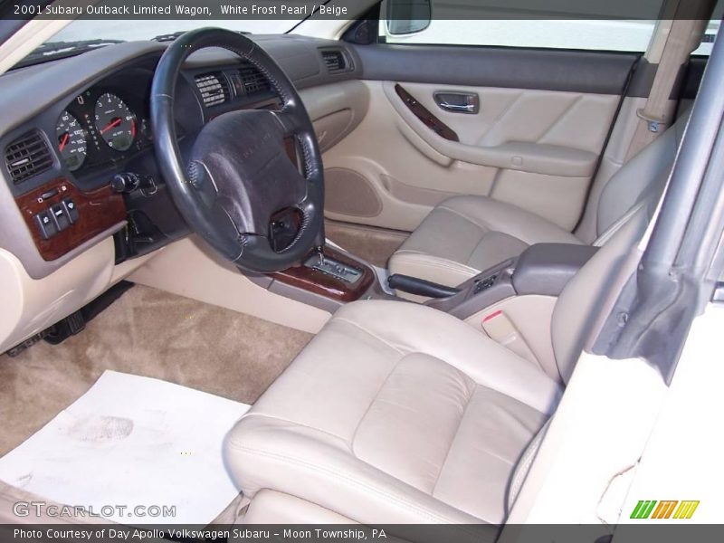 White Frost Pearl / Beige 2001 Subaru Outback Limited Wagon