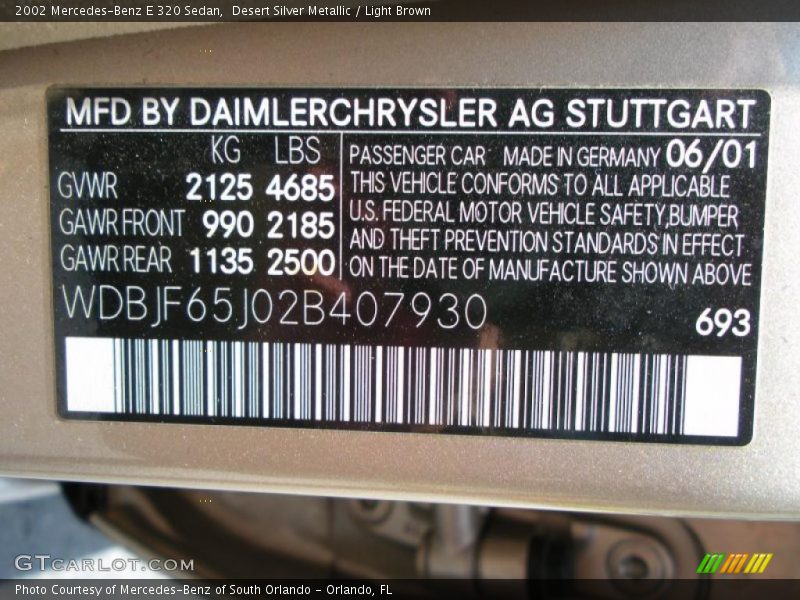 Desert Silver Metallic / Light Brown 2002 Mercedes-Benz E 320 Sedan