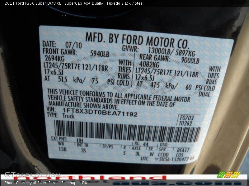 Tuxedo Black / Steel 2011 Ford F350 Super Duty XLT SuperCab 4x4 Dually