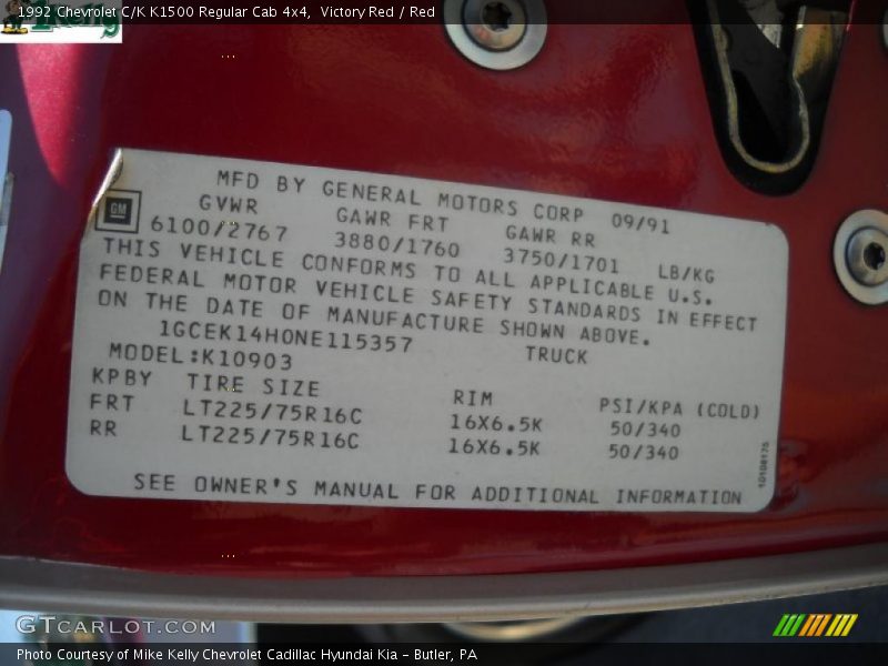 Victory Red / Red 1992 Chevrolet C/K K1500 Regular Cab 4x4