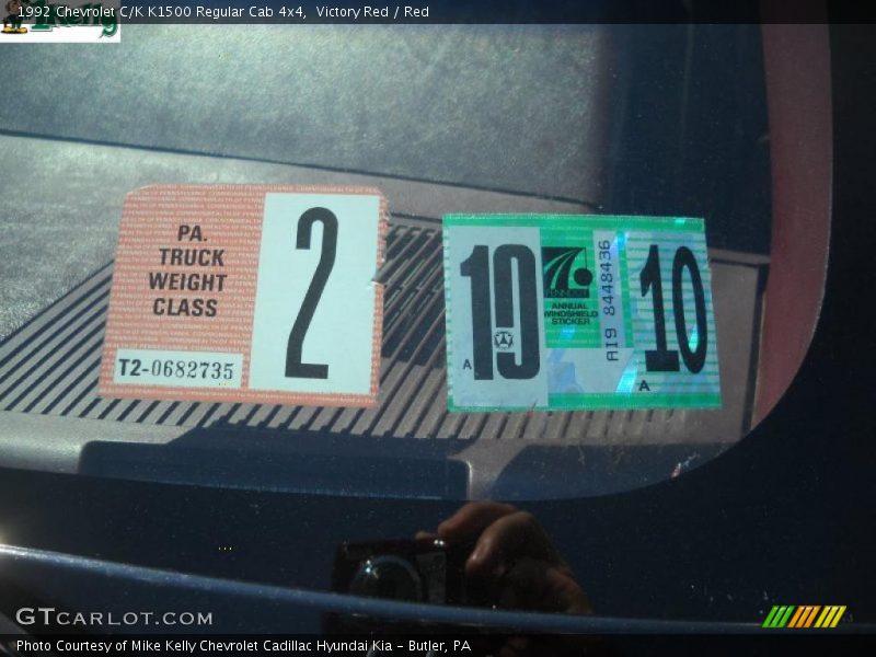 Victory Red / Red 1992 Chevrolet C/K K1500 Regular Cab 4x4