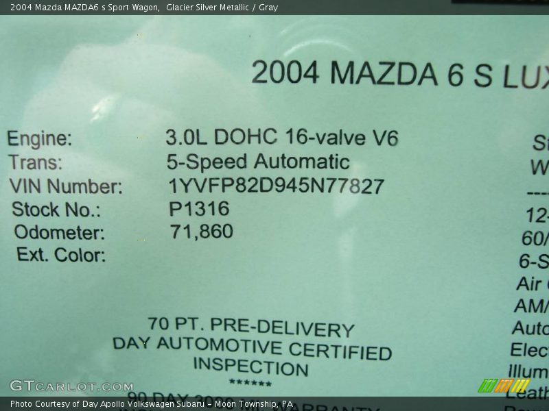 Glacier Silver Metallic / Gray 2004 Mazda MAZDA6 s Sport Wagon