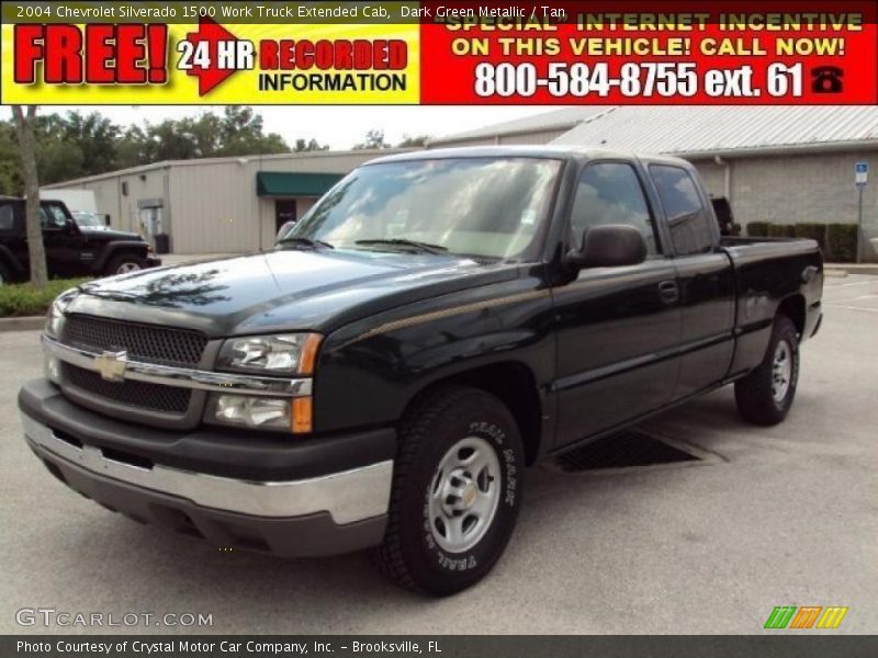 Dark Green Metallic / Tan 2004 Chevrolet Silverado 1500 Work Truck Extended Cab