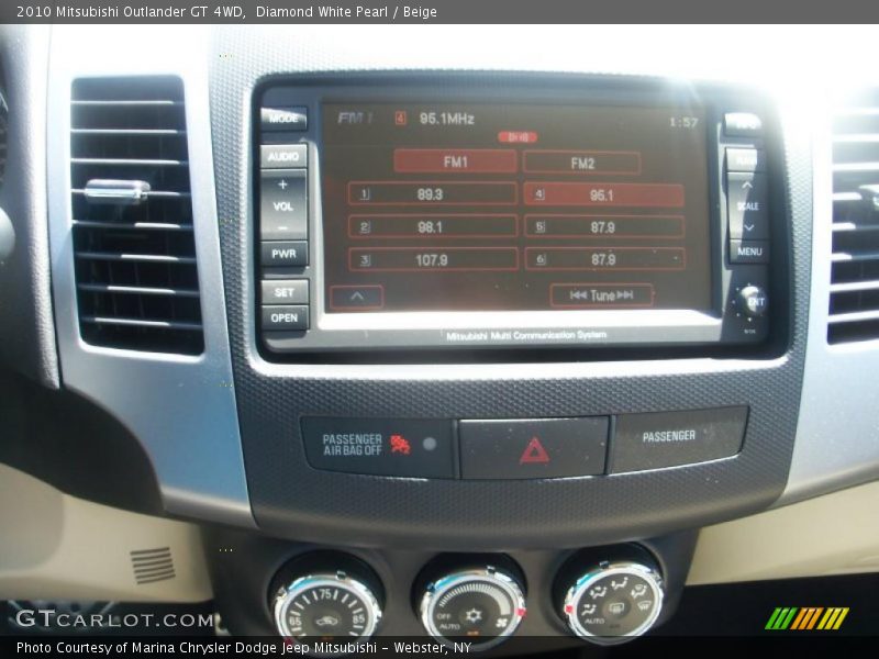 Diamond White Pearl / Beige 2010 Mitsubishi Outlander GT 4WD