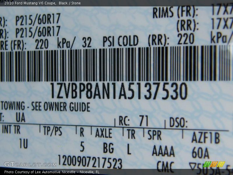 Black / Stone 2010 Ford Mustang V6 Coupe