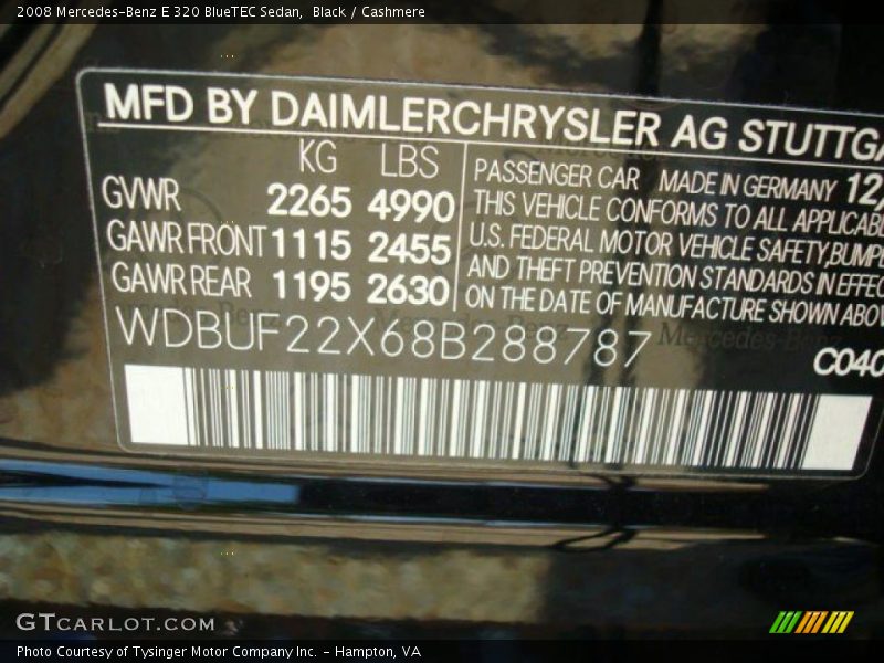 Black / Cashmere 2008 Mercedes-Benz E 320 BlueTEC Sedan