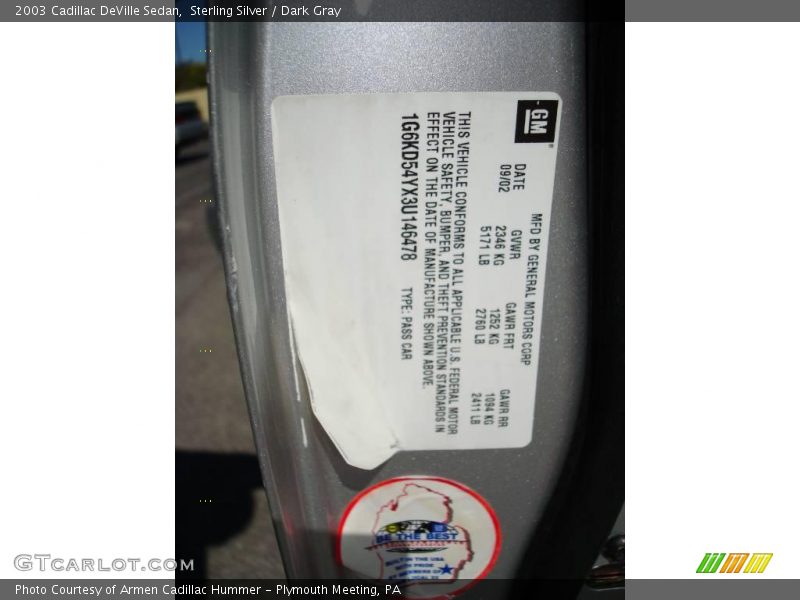 Sterling Silver / Dark Gray 2003 Cadillac DeVille Sedan