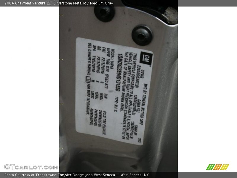 Silverstone Metallic / Medium Gray 2004 Chevrolet Venture LS