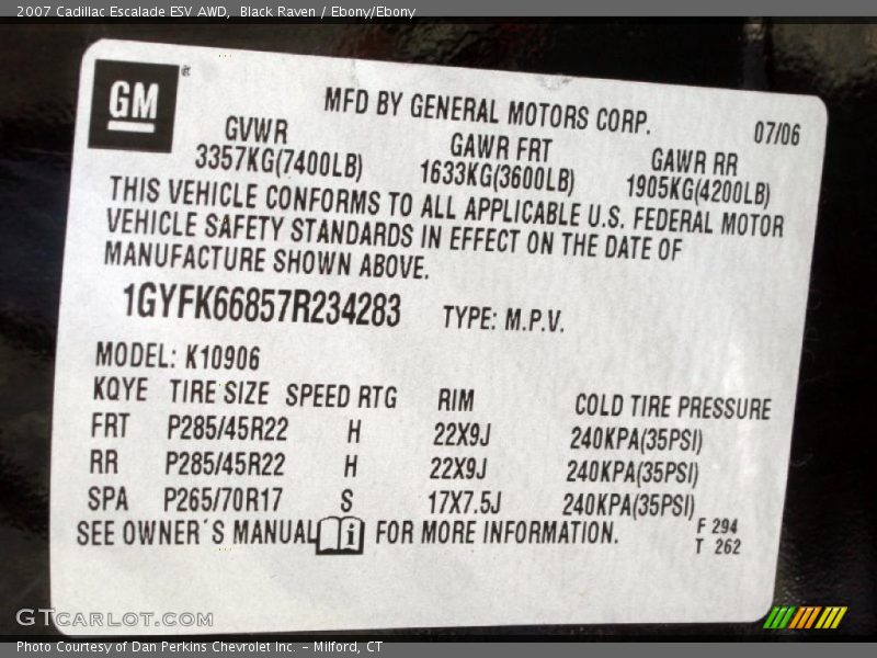 Black Raven / Ebony/Ebony 2007 Cadillac Escalade ESV AWD