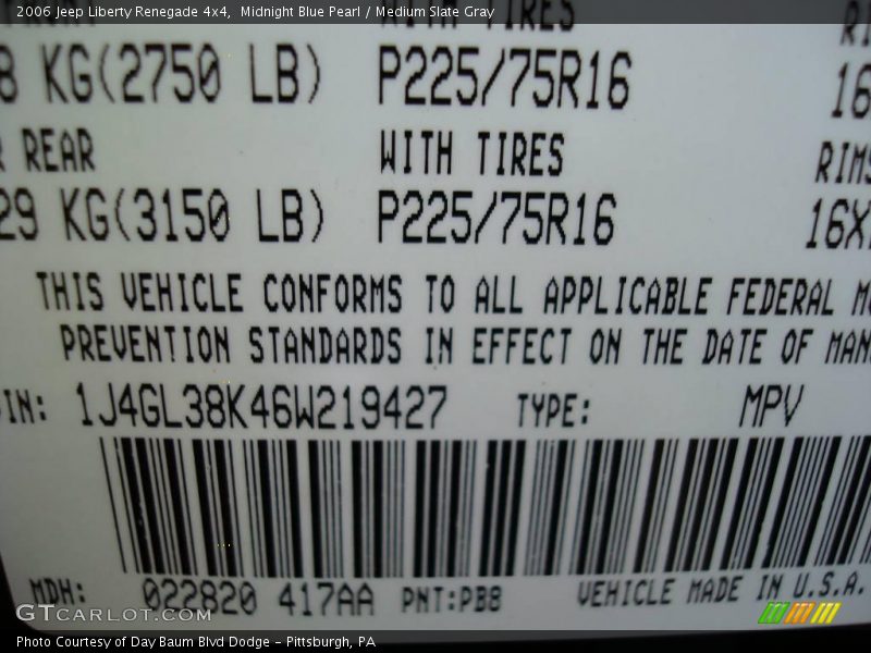 Midnight Blue Pearl / Medium Slate Gray 2006 Jeep Liberty Renegade 4x4