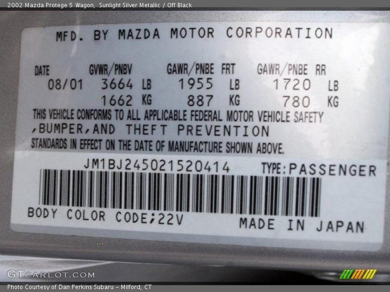 Sunlight Silver Metallic / Off Black 2002 Mazda Protege 5 Wagon