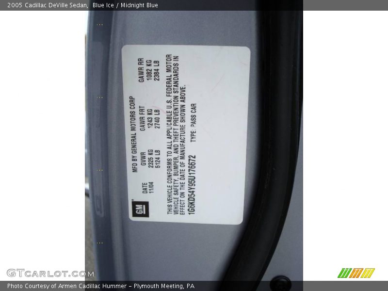 Blue Ice / Midnight Blue 2005 Cadillac DeVille Sedan