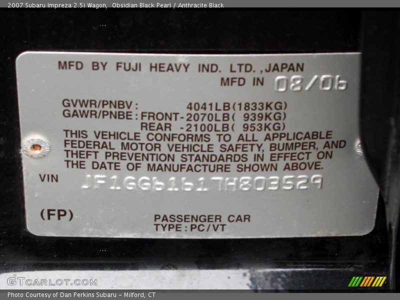 Obsidian Black Pearl / Anthracite Black 2007 Subaru Impreza 2.5i Wagon