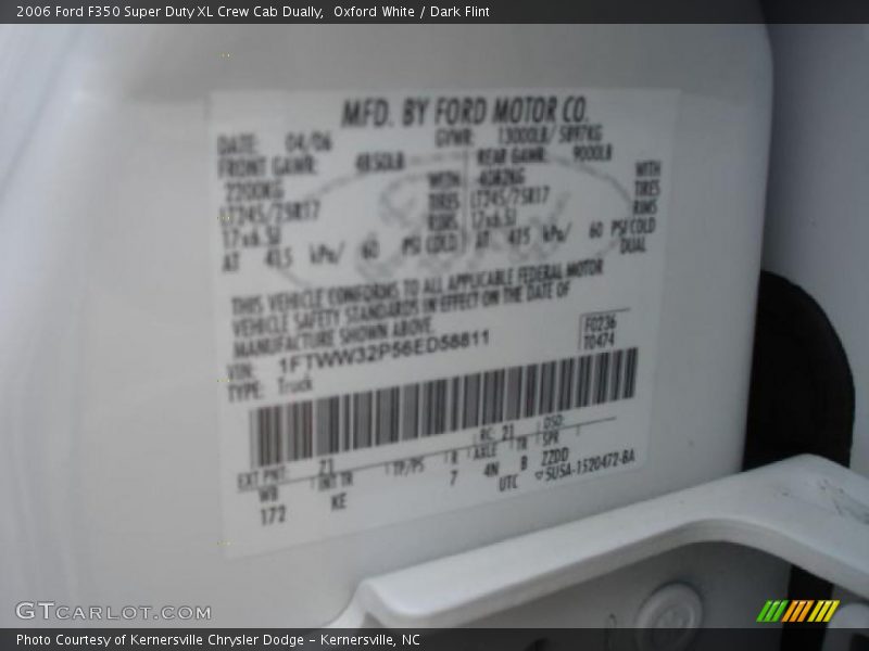 Oxford White / Dark Flint 2006 Ford F350 Super Duty XL Crew Cab Dually