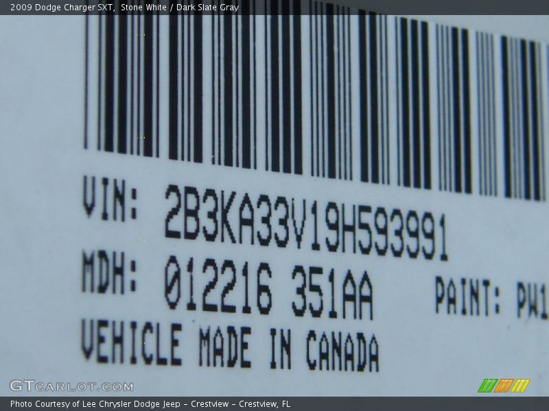 Stone White / Dark Slate Gray 2009 Dodge Charger SXT