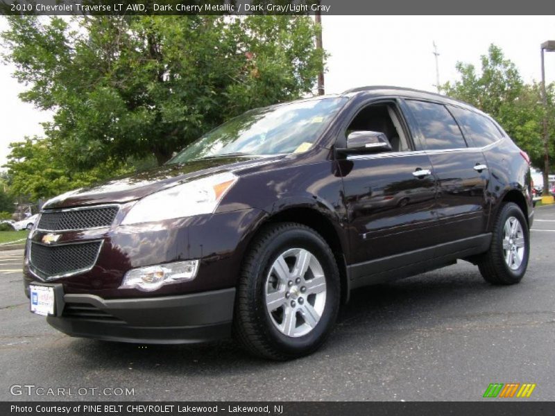 Dark Cherry Metallic / Dark Gray/Light Gray 2010 Chevrolet Traverse LT AWD