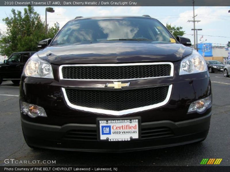 Dark Cherry Metallic / Dark Gray/Light Gray 2010 Chevrolet Traverse LT AWD