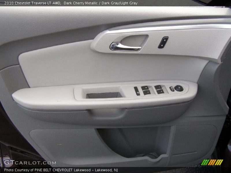 Dark Cherry Metallic / Dark Gray/Light Gray 2010 Chevrolet Traverse LT AWD