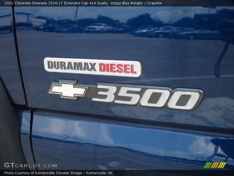 Indigo Blue Metallic / Graphite 2002 Chevrolet Silverado 3500 LT Extended Cab 4x4 Dually