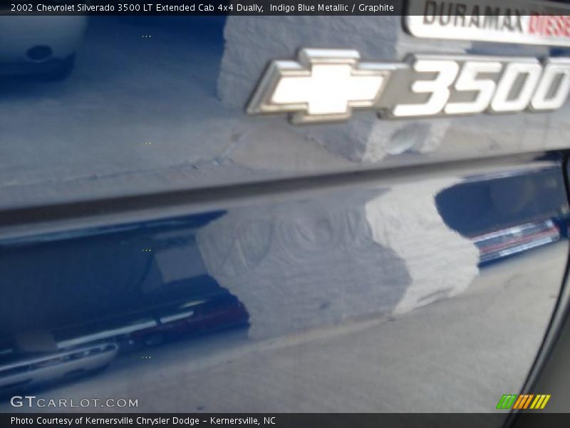 Indigo Blue Metallic / Graphite 2002 Chevrolet Silverado 3500 LT Extended Cab 4x4 Dually