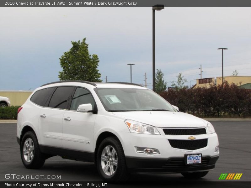 Summit White / Dark Gray/Light Gray 2010 Chevrolet Traverse LT AWD