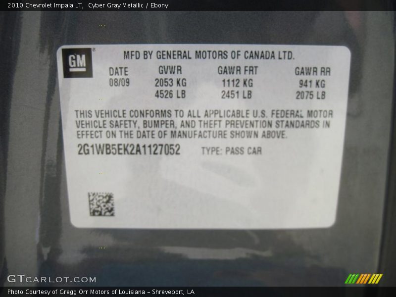 Cyber Gray Metallic / Ebony 2010 Chevrolet Impala LT