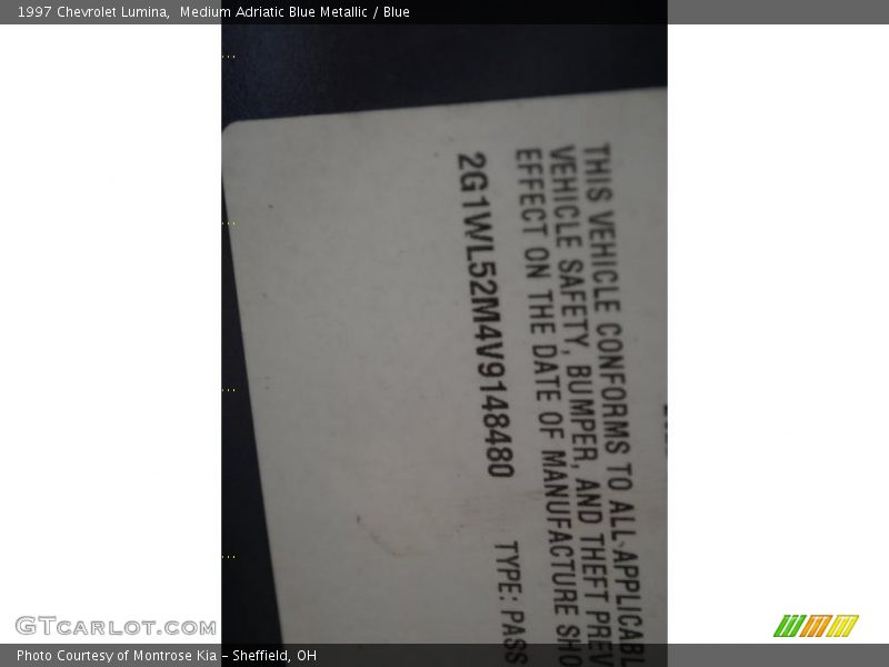 Medium Adriatic Blue Metallic / Blue 1997 Chevrolet Lumina
