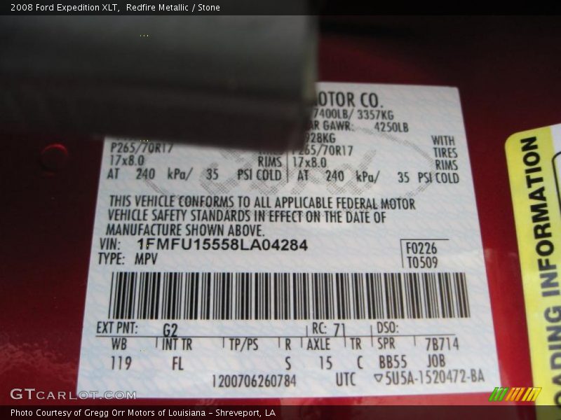 Redfire Metallic / Stone 2008 Ford Expedition XLT