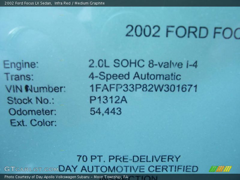 Infra Red / Medium Graphite 2002 Ford Focus LX Sedan
