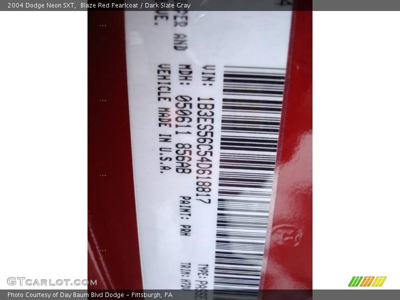Blaze Red Pearlcoat / Dark Slate Gray 2004 Dodge Neon SXT