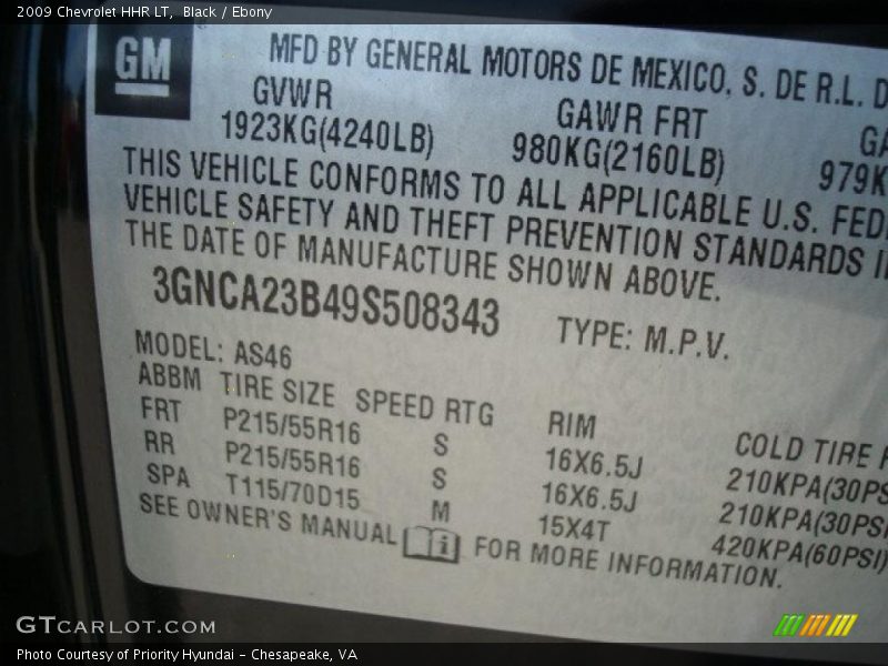 Black / Ebony 2009 Chevrolet HHR LT