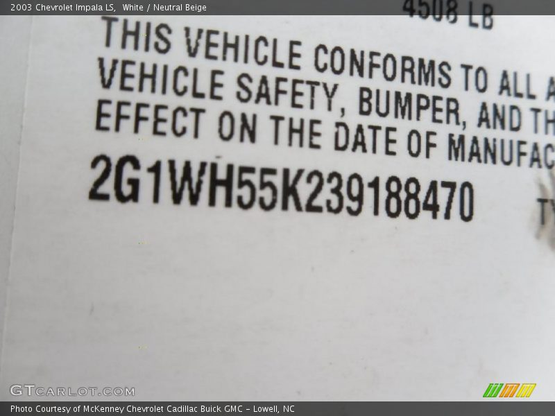 White / Neutral Beige 2003 Chevrolet Impala LS
