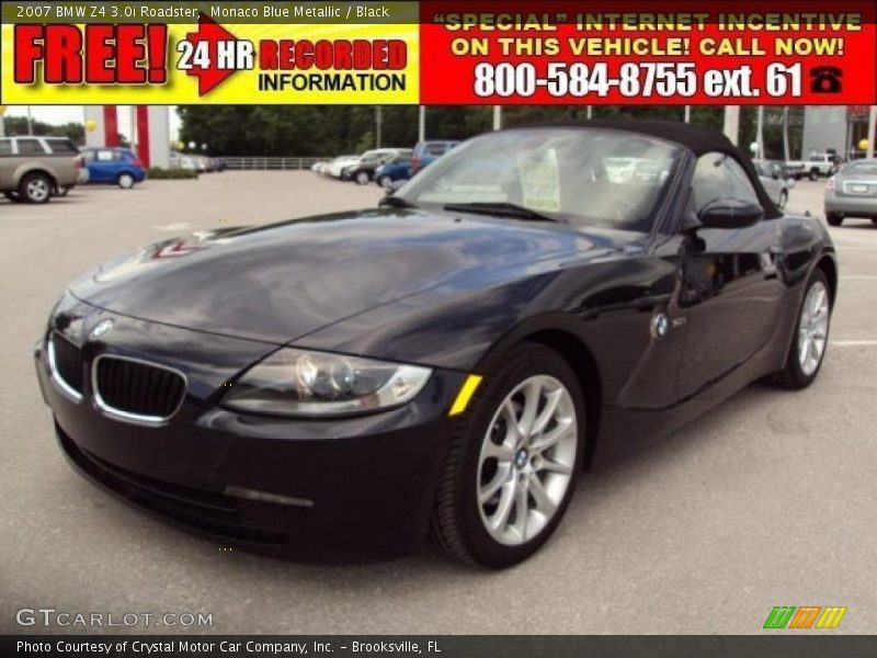 Monaco Blue Metallic / Black 2007 BMW Z4 3.0i Roadster