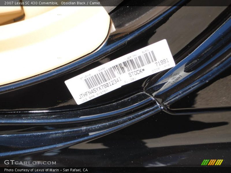 Obsidian Black / Camel 2007 Lexus SC 430 Convertible