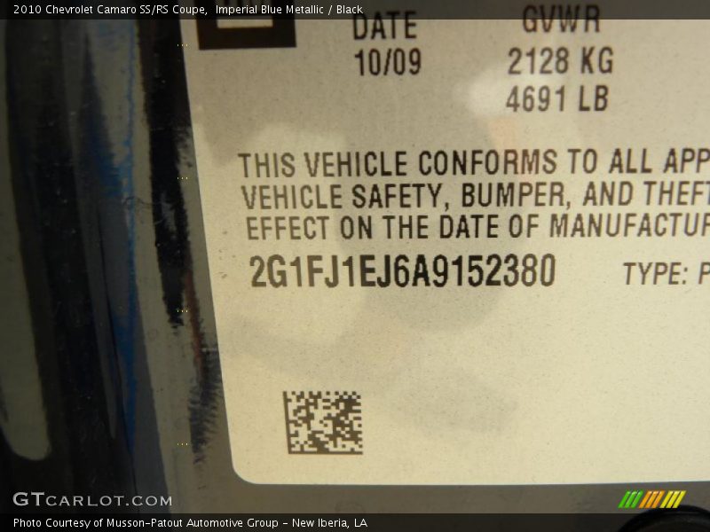 Imperial Blue Metallic / Black 2010 Chevrolet Camaro SS/RS Coupe