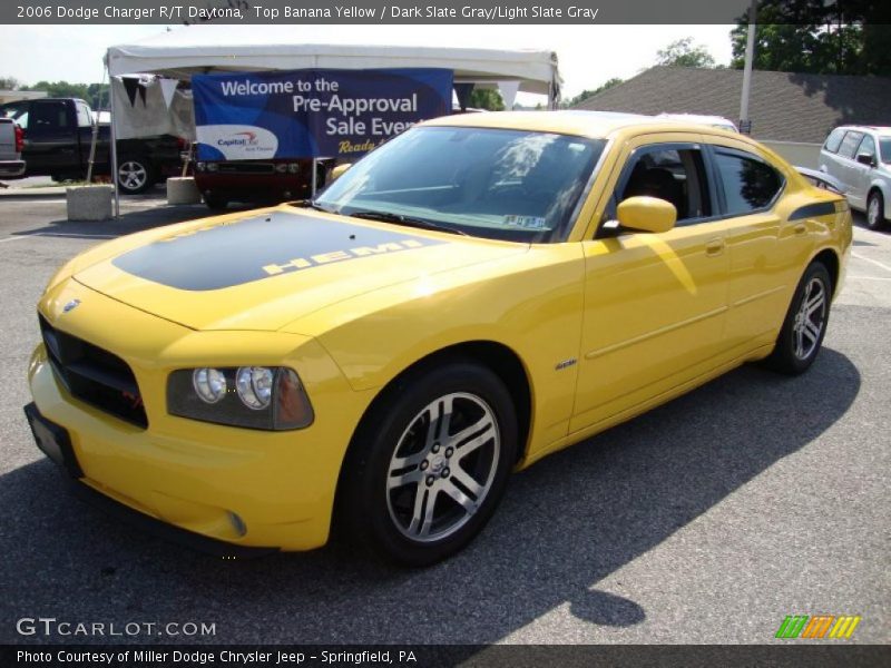 Top Banana Yellow / Dark Slate Gray/Light Slate Gray 2006 Dodge Charger R/T Daytona