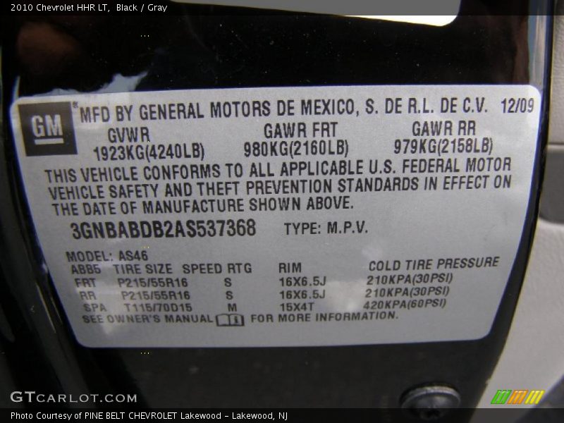 Black / Gray 2010 Chevrolet HHR LT