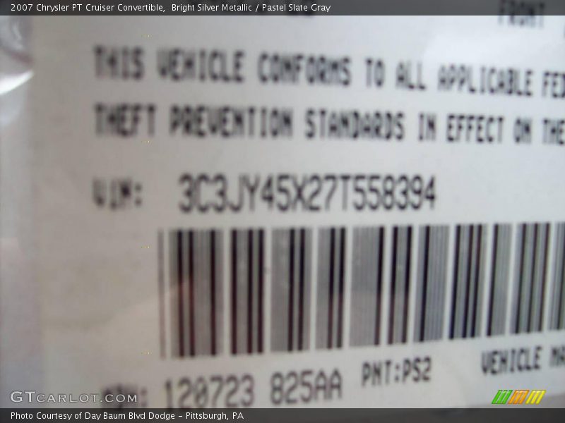 Bright Silver Metallic / Pastel Slate Gray 2007 Chrysler PT Cruiser Convertible