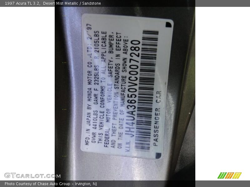 Desert Mist Metallic / Sandstone 1997 Acura TL 3.2