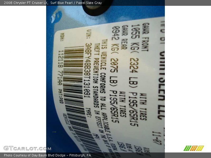Surf Blue Pearl / Pastel Slate Gray 2008 Chrysler PT Cruiser LX