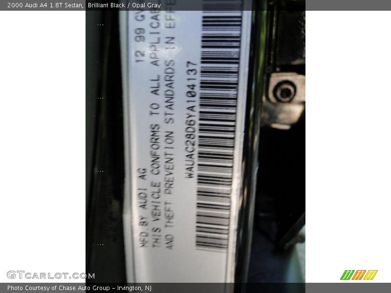 Brilliant Black / Opal Gray 2000 Audi A4 1.8T Sedan