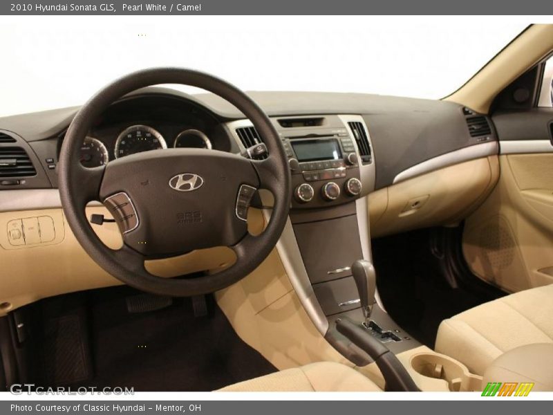 Pearl White / Camel 2010 Hyundai Sonata GLS