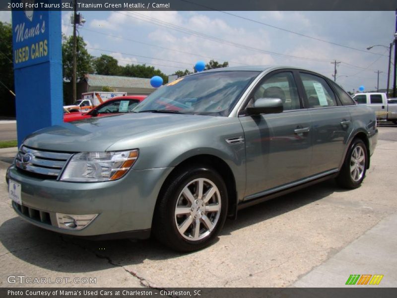Titanium Green Metallic / Camel 2008 Ford Taurus SEL