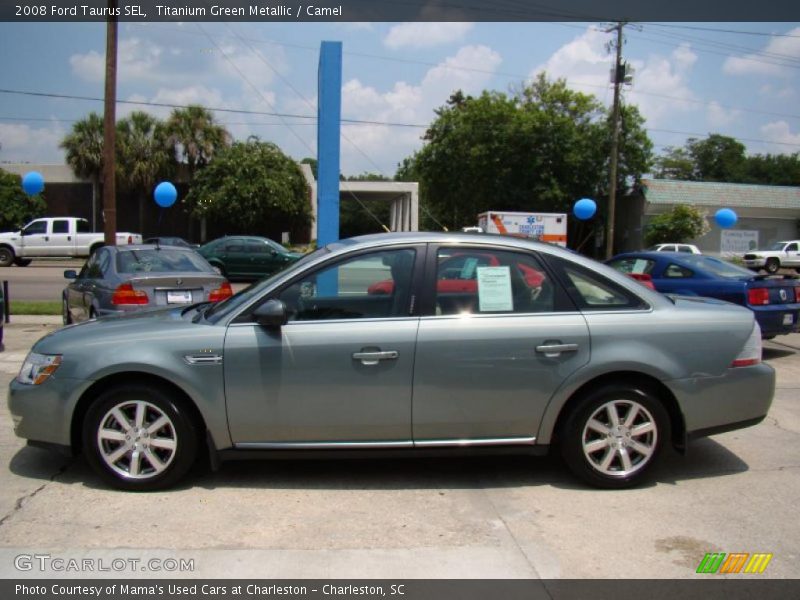 Titanium Green Metallic / Camel 2008 Ford Taurus SEL