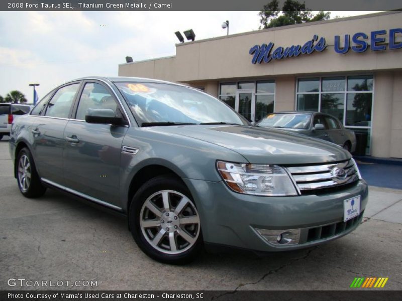 Titanium Green Metallic / Camel 2008 Ford Taurus SEL