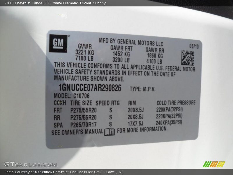 White Diamond Tricoat / Ebony 2010 Chevrolet Tahoe LTZ