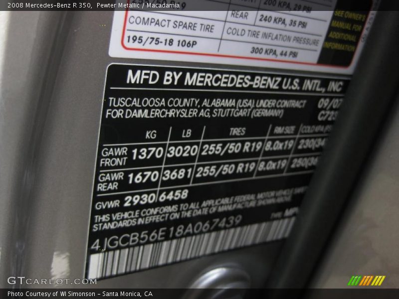 Pewter Metallic / Macadamia 2008 Mercedes-Benz R 350