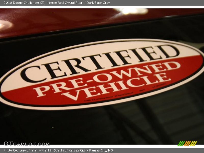 Inferno Red Crystal Pearl / Dark Slate Gray 2010 Dodge Challenger SE