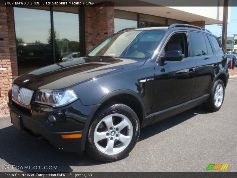 Black Sapphire Metallic / Grey 2007 BMW X3 3.0si